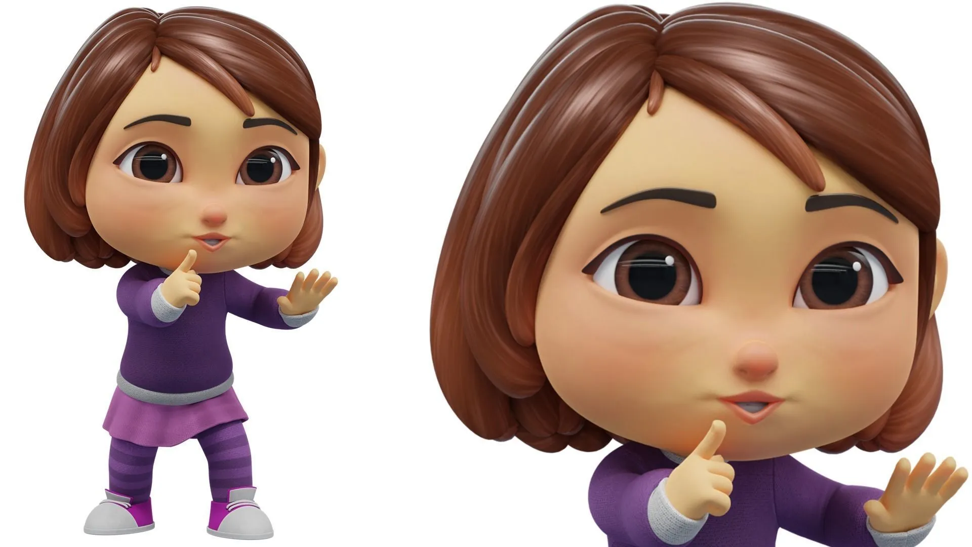 Cartoon White Girl render 9